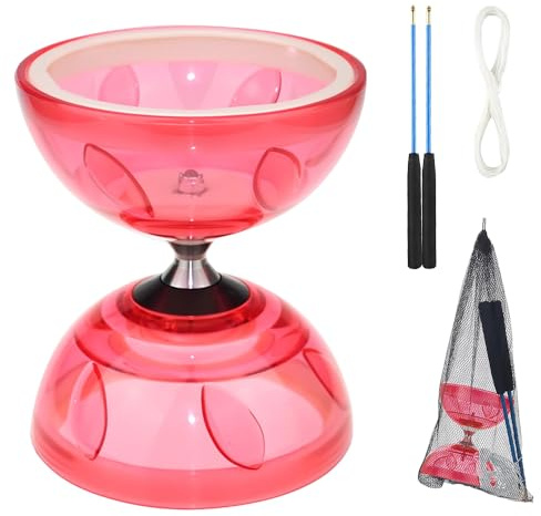 SGZIOO Diabolo con cuscinetti a sfera Tripla Set di cuscinetti a sfera Diabolo Luminoso al Buio con Bacchette a mano, Sfumato Diabolo Cuscinetto a sfera con Luce per principianti e professionisti