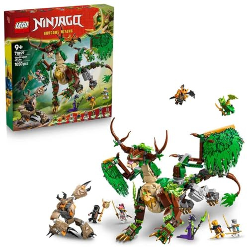 LEGO NINJAGO Drago della Vita - Giocattolo Ninja con Action Figure di Drago, Mini Monster Mech, 8 Minifigure e Spade - Regalo di Compleanno per Bambini e Fan da 8 Anni in su - 71859