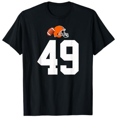 Americano Fútbol Casco Estilo Vintage Número 49 Camiseta