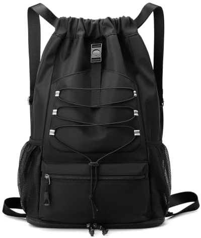 Qoosea Drawstring Backpack, Waterproof Large Drawstring Bag, Unisex Sports Backpack for Men Women, Gym Bag for Sport Swimming School Shopping Travel Holidays