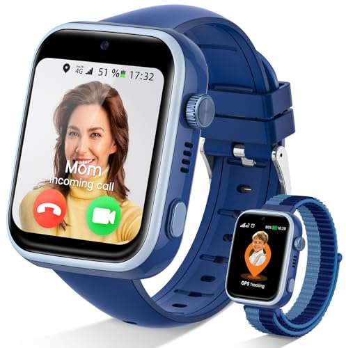 SWGOTA Smartwatch Bambini, GPS+AGPS+WIFI+LBS Posizionamento Multiplo, Blu