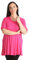 New Womens Plus Size Stretch Fit Round Neck Plain Button Tops Ladies Three Quarter Turn Up Sleeve T-Shirt Top Cerise Size 26-28