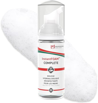 SC Johnson Professional InstantFOAM Complete – Désinfectant Mains – 47 ml | Désinfectant sans rinçage, large spectre, sans parfum ni colorant, hypoallergénique. Usage professionnel.