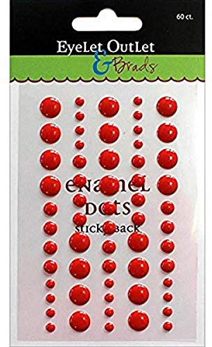 Eyelet Outlet Adhesive-Back Enamel Dot (60 Pack), Red