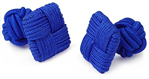 Honey Bear Boutons de manchette de noeud de soie de tissu des hommes/Femme chemise/robe,Carré pour le cadeau de mariage d'affaires (Bleu)