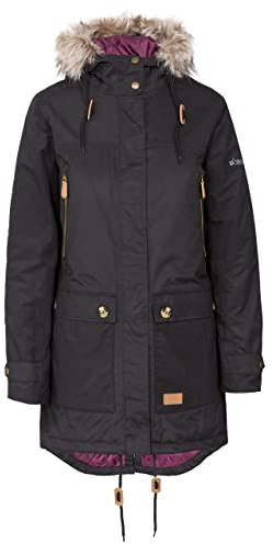 Trespass Clea, Black, M, Wasserdichte Jacke mit Einrollbarer Kapuze für Damen, Medium, Schwarz