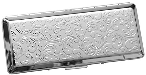 SILBERKANNE Cigarettfodral cigarillfodral filigran dubbelsidig 4,6 x 10,8 cm premium silver pläterad ädel silverpläterad för kvinnor och män, silver, 4,6x10,8 cm