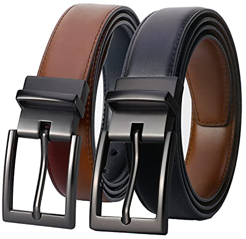 Lavemi Mens Belt Reversible 100% Italian Leather Dress Casual,One Reverse for 2 Colors,Trim to Fit(21863-4 110)