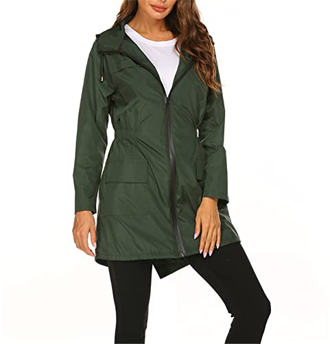 SotRong Women's Lightweight Raincoat Packable Windbreaker Windproof Active OutdoorJacket Waterproof Showeproof Long Hooded Trench Coats Poncho for Walking Camping