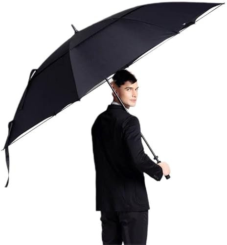 YYDX 180 cm riesiger Golfschirm, 78 Zoll extra großer Business-Stockschirm für Herren, schwarz, Doppeldach, Langer Golfschirm