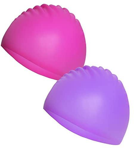 2pcs Kids Swim Cap Silicone Swim Cap for Boys Girls Swimming Caps for Kids Age 3-15 Waterproof Bath Silicone Shower Cap for Long Short Hair(Rose Red, Purple)