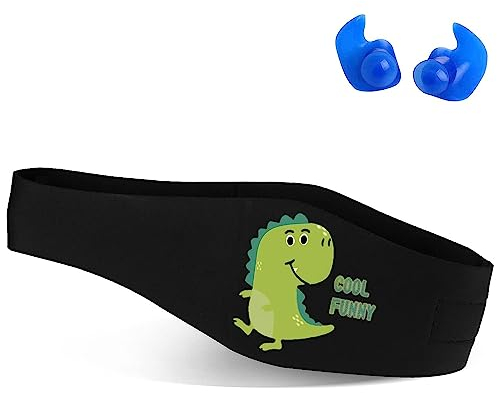 Schwimmen Stirnband,Schwimm Stirnband Kopfband,Ohren Schutz Neopren Band mit Ohrstöpseln,Hohe Elastizität und Klettverschluss Ohrenschutz Band für Kinder Alter(L)