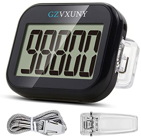 Gzvxuny 3D Schrittzähler mit Clip und Großer LCD-Anzeige - Einfacher Pedometer Ohne App und Handy zum Verfolgen von Schritten