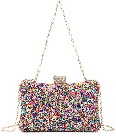 Syrads Vintage Embrague Noche Bolsos Cena Bolsas Damas Pures Boda Fiesta Bolso Monedero,Multicolor