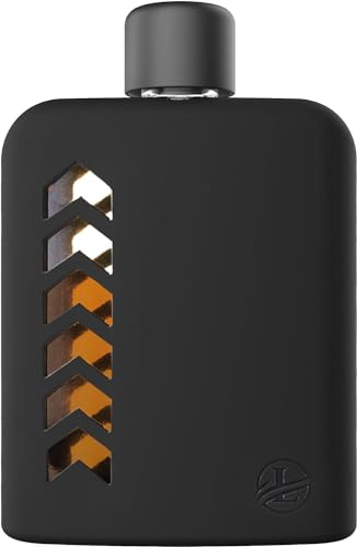 Le’raze Glass Flask Set for Men & Women - Drinking Hip Flask Bottle with Cork & Silicone Seals for Whiskey, Liquor, Alcohol - Includes Metal & Plastic Lids, Funnel, Protective Silicone Sleeve - 100ml.