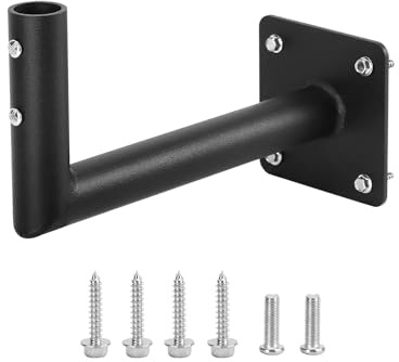QWORK Heavy-Duty Steel Weathervane Mount Bracket, Black, Fits up to 3/4 Diameter Rods, 3.25 Base Plate with PreDrilled Holes