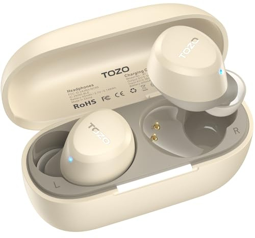 TOZO A1 Bluetooth Kopfhörer, Kopfhörer Kabellos Bluetooth 5.3 In Ear Kopfhörer mit APP Steuerung, 32 Std. Premium Sound, IPX5 Wasserdicht Kabellose Kopfhörer für kleine Ohren - Khaki