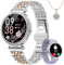 Fitnynxos Smartwatch Damen, 1.27 HD Voll Touchscreen Armbanduhr mit Telefonfunktion, Menstruationszyklus Schlafmonitor Pulsuhr SpO2 Fitness Tracker 120+ Sports IP68 für iOS Android Silber Geschenk