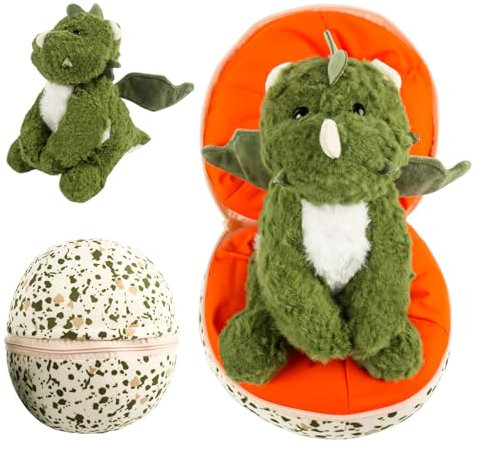 Quahzify Mini Dinosaure en Peluche avec des Ailes, dans L'œuf de 26cm - Jouet Pour Enfants Garçons et Filles