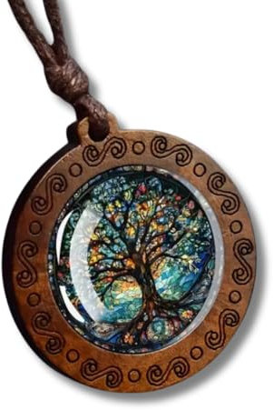Tied By Love Boho Spiritual Tree Of Life Wooden Pendant Necklace Men's Women's Jewellery Adjustable Rope Chain Punk Boho Neckwear Jewellery Unisex Gift 45cm - 86cm Faux Leather Chain