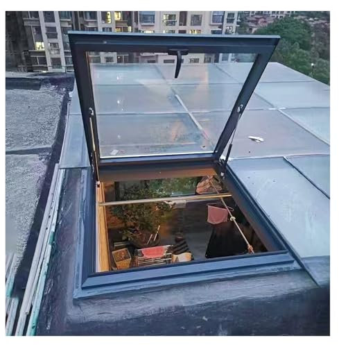JYHHCYS Aluminum Flat Roof Lighting Well Window, 400x400 600x600 900x900mm Multi-angle Roof Viewing Window, Small Window In A Buildings Roof, Sun Room Roof Skylights(550x700mm)