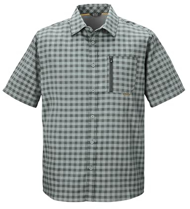 Killtec Uomo Camicia Funzionale/Camicia a Maniche Corte/Camicia Outdoor Kos 44 MN Wvn Shrt, Dunkelgrün, M, 42790-000