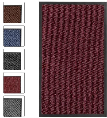 SG Traders Washable Door Mat - Non-Slip Rubber Backed Doormats Indoor & Outdoor - Highly Absorbent Door Mats, Floor Mat, Kitchen Mat, Perfect Dust Grabbing Doormats Dirt Trapper (40x60cm-Red)
