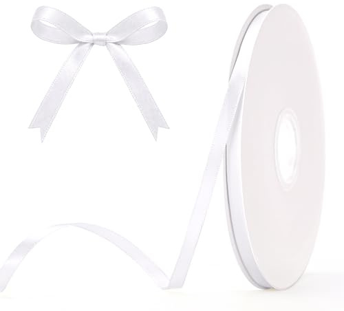 G2PLUS 100m Nastro di raso Bianco: nastro regalo da 6mm per confezioni regalo, bouquet da sposa, capelli e palloncini, scrapbooking, artigianato, matrimoni, fai da te