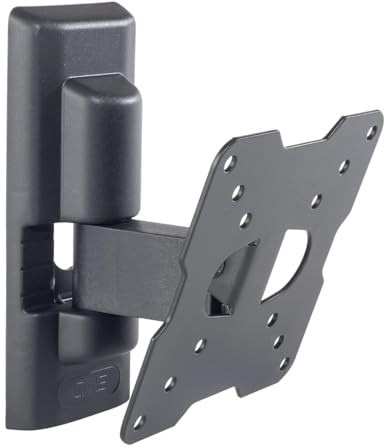 Meliconi CME ETR100 - Supporto tv inclinabile e ruotabile da parete per TV a schermo piatto da 14’’ a 25’’, VESA 50-75-100, nero, Made in Italy