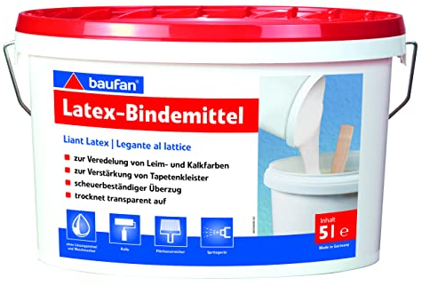 Baufan Latex Bindemittel 5l I Transparentes Latex-Bindemittel | verbessert Leimfarben I Latex Tapetenüberzug ohne Lösungsmittel & Weichmacher