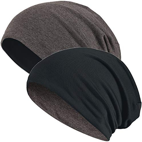 Hatstar 2in1 Wende-Beanie, Reversible Slouch Beanie für Damen & Herren, Dunkelgrau/Schwarz, Jersey Mütze aus Baumwoll-Mix, One Size, atmungsaktiv & bequem, Übergangsmütze, 30°C waschbar