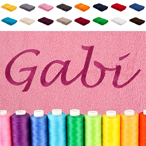 EllaTex Besticken Sie Handtuch mit Namen oder mit Wunschtext Bestickt, Farbe:Weiß; Größe:Handtuch 50x100 cm