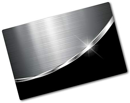 Tulup Planche À Découper - 80x52cm - Protection Plaque Induction Cuisson Tapis de Découpe Verre Trempé - L'abstraction du métal