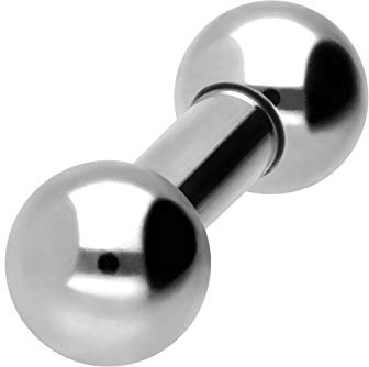 PIERCINGLINE bilanciere in acciaio chirurgico | 2 PALLINE | Piercing Bar Petto Intimo Orecchio Lingua | Scelta del colore e della taglia