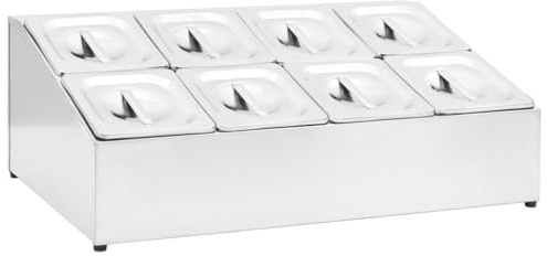 vidaXL Supporto Gastronorm con 8 Contenitori GN 1/6 in Acciaio Inox