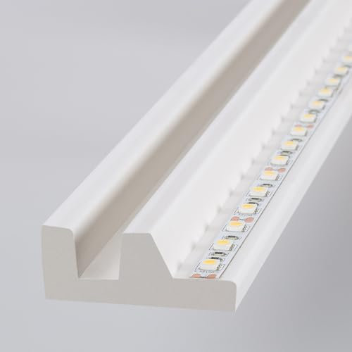 LEDKIA LIGHTING - Moldura para Tira LED 2m | Iluminación Indirecta y Difusa | Fácil Instalación | Para Tiras de Hasta 18mm, Blanco, PS