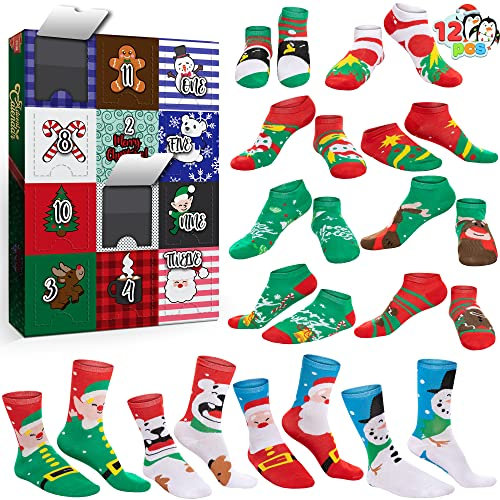 JOYIN Weihnachts-Adventskalender 2025, enthält 12 Paar Socken in Großpackung für Damen, Countdown-Kalender