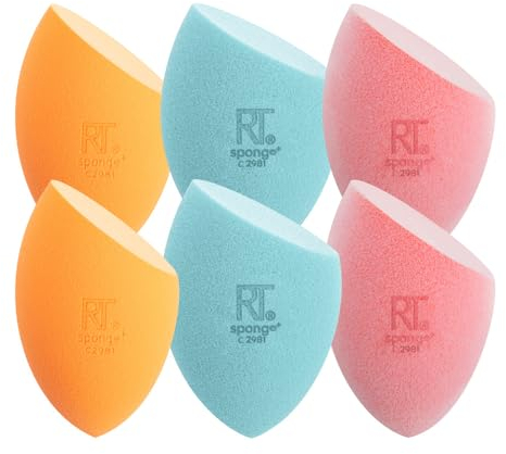 Real Techniques Assorted Makeup Blending Sponges, Miracle Complexion, Miracle Powder, and Miracle Airblend Sponges, For Blending and Baking, Use With Foundation and Powder,6 Pack