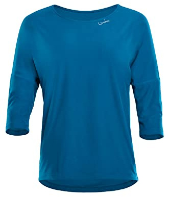 WINSHAPE Dt111ls Débardeur Fonctionnel léger et Doux à Manches 3/4 pour Femme T-Shirt de Yoga, Vert Sarcelle
