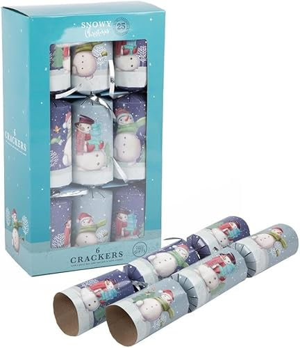 OnlineStreet - Snowman Christmas Crackers | Pack of 6 Crackers with Novelty Gifts | Decoration Pack Party Crackers, Xmas Gift (The Snowman B4E)
