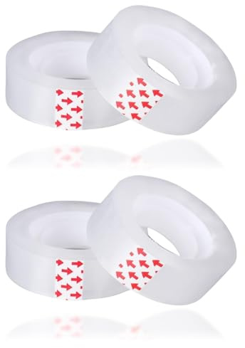 4 Small Clear Tapes, 18mm x 30m Sellotape Rolls Cellotape Small Rolls Refills Transparent Packing Tape Gift Wrapping Tape Invisible Sticky Sellotape for Dispenser Home Office (18mm x 30m/ 4 rolls)