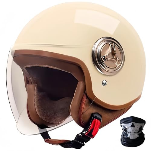 STRTG Casco De Motocicleta Vintage con Visera para Niños Y Niñas, Scooter Eléctrico Aprobado por ECE, Casco De Motocicleta 3/4 para Niños para Vespa, ATV, Ciclomotor 5