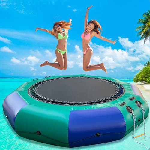 Ninghaovov 10/12FT Water Trampoline for Lake Pools Adults (Included Pump)