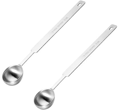 HoAhaMay 2 pezzi cucchiaio di misura in acciaio inox, cucchiaio di misura in metallo da 5 ml, cucchiaino graduato in metallo, mini cucchiaio da tavola per caffè, spezie e ingredienti secchi
