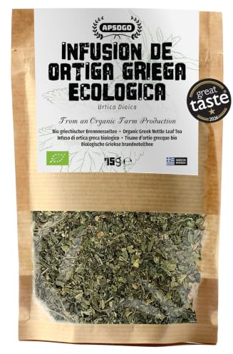 Apsogo Organic Greek Nettle Tea - Stinging Nettle Leaf, Loose Leaf, 75g | Organic Greek stinging nettle leaf tea (Urtica dioica), loose leaf, gently dried, cut and sifted not dust, smooth and earthy.