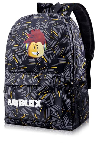 Robl Backpack, Teen Game School Backpack, Rob-lx Children Primary Schoolbag, Children's School Backpack, 17 Inch Large Capacity Travel Rucksack Waterproof Boys Girls Book Bags for Aged 3-12 Years