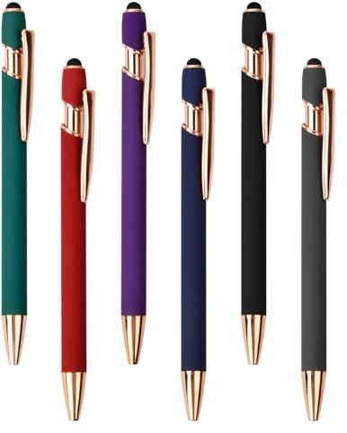 6 stycken pekpenna Stylus-pennor, personlig kulspetspenna, kulspetspenna med pekpenna, universal gummi Touch Pen för iPhone Pro Air Mini Samsung Galaxy Huawei surfplattor och alla smartphones