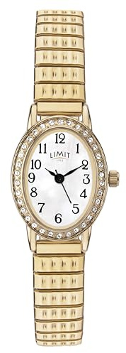 Limit Ladies Watch with White Dial and Gold Stainless Steel Expander Bracelet 6030