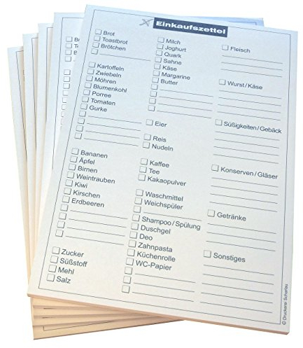 Druckerei Scharlau 8x Einkaufszettelblock Einkaufsliste in Grau - Einkaufszettel - 50 Blatt, DIN A5-50 Blatt (22213)