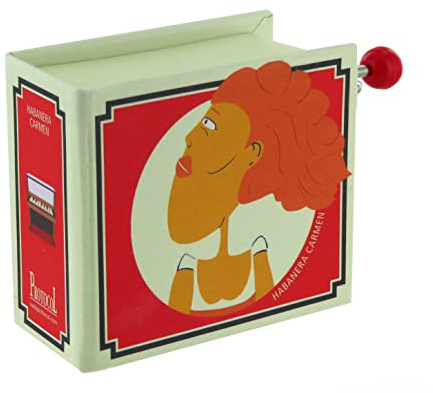 Lutèce Créations Hand-cranked music box/musical box made of illustrated cardboard in the shape of a book with 18-note musical mechanism - Habanera - Carmen - Love is a rebellious bird (Georges Bizet)